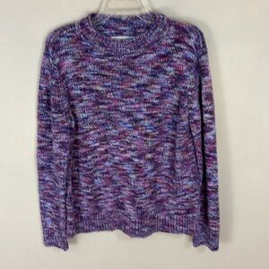 Loft Space Dye Fuzzy Mock Neck Purple Sweater Size Large
